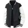 Jaqueta baseball bicolor masculina, novo estilo primavera/outono 2026, jaqueta esportiva casual com gola alta plissada texturizada
