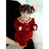 Ropa para Bebé Atuendo de Primavera 2026 Estilo Nuevo Mameluco Rojo para Niñas Pequeñas, Adecuado para Bebés de 100 Días, Ropa Festiva de Primavera y Otoño