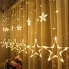 Luz led corda estrela luz Starry Sky estrela feriado cinco pontas estrela cortina luz noite atmosfera luz luz Natal estrela luz