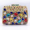 Bolso de Noche Diamante Gema Colorida Directo de Fábrica Transfronterizo Embrague Diamante de Banquete Europeo y Americano Hombro Cruzado para Mujer