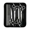 Fábrica Personalizada Pet Tesouras Profissionais para Grooming Ferramenta Especial de Limpeza e Aparo Conjunto Prata Todo Aço Dente Reto Tesouras Curvas