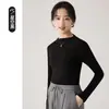 Capa base de lana merino de cuello alto medio para mujer, nuevo Otoño, Tencel Lenzing, versátil, suave, camiseta de manga larga