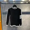 Outono e Inverno Nova Marca de Moda Suéter Listrado Suéter Masculino Versátil Moda Slim Fit Camisa Base Top de Manga Longa Suéter