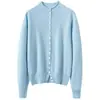 Cardigã de cashmere com múltiplos botões para mulheres, novo estilo outono e inverno, caimento solto, gola semi-alta, blusa base curta abotoada, top jaqueta suéter