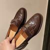 En Stock~Mocasines de Piel Genuina con Forro de Felpa, Zapatos Versátiles Redondos para Mujer, Nuevo Estilo Otoño 2026 Mocasines Perezosos sin Cordones