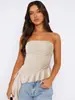 Ropa Y2K Ajustada Chica Atrevida Tops Bm Ropa Exterior de Alta Gama Europea y Americana Top Tubo Sexy con Borlas Asimétricas Verano