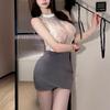 Lingerie Sexy com Renda Estilo Secretária Roupa de Dormir, Vestido Bodycon Feminino Conjunto de Uniforme para Role-Playing
