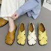 Sandalias para mujer 2025 nuevo verano ropa de exterior Zapatos de jaula de cerdo romanos zapatos planos huecos de punta cuadrada tejidos