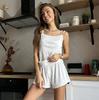 Pijama de Tricô Estampado Jacquard com Coração Vazado para Mulheres - Novo Estilo Verão Europeu e Americano 2026 - Camisola para Dormir e Loungewear Transfronteiriço para Mulheres