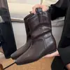 Nova Palmilha Removível Cadarço Botas Altas de Cavaleiro Femininas Bico Quadrado 2026 Ocidental 5cm US Outono Inverno Marrom