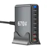 Cargador Pd de Nitruro de Galio de 670W Adaptador de Escritorio Multifuncional de 635W Nuevo Cargador Pd Transfronterizo de 530W