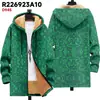 Chaqueta de Estilo Nuevo con Elementos de Patrón Multicolor Cremallera B35 Capucha Cardigan Grueso Invierno Forro Polar Algodón Abrigo con Forro Amarillo
