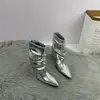 Pantalones bootcut de cintura alta plisados con sentido del diseño botas para mujer Otoño/Invierno 2026 Estilo Nuevo Sexy Punta Puntiaguda Tacón de Aguja Botas tipo calcetín Botines de Moda