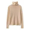 Novo suéter de caxemira outono e inverno com gola alta sobreposta, design vazado texturizado, top base de tricô simples e estiloso