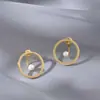 Nuevos Pendientes Redondos de Perlas de Nicho para Niñas, Estilo Coreano, Pendientes Únicos, Accesorios para Orejas al por Mayor