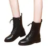 Nuevas Botas Martin Estilo Británico para Mujer, Botas Individuales de Media Caña con Cordones, Tacón Bajo, Piel Suave, Botas de Motocicleta, Con Felpa para Calidez, Zapatos para Mujer