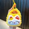 Porta-moedas Chaveiro Flor Tecida Mini Bolsa de Armazenamento de Lã para Meninas Outono e Inverno Pelúcia Pequenos Presentes Atacado
