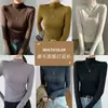Camiseta básica de cuello medio para mujer, ropa interior de otoño e invierno, nuevo corte ajustado 2026, adelgazante, hombro normal, top exterior de manga larga