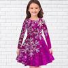 Novo vestido de meninas estilo estrangeiro crianças gola redonda manga longa 3D impressão digital saia GE01