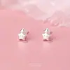 Prata Pura S999 Touca de Dormir Infantil Fofa Brincos de Estrela para Mulheres Simples Versátil Estudante Joia de Orelha Fosca de Prata Pura Venda por Atacado