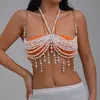 Cadena de Cintura con Perlas de Imitación Elegantes y Cadena para el Pecho de Bikini con Borla Sexy Cadena Corporal Transfronteriza Europea y Americana