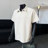 Polo Masculina de Verão Cleanfit Peso Pesado Manga Curta Gola Polo Jacquard Estampa Trigo Cinza Bonita Americana Manga Curta