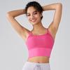 Sujetador Deportivo Sexy de Malla de Dos Piezas Falsas para Mujer con Almohadilla Fija en el Pecho Ropa de Yoga Verano Malla Ropa Exterior Chaleco para Correr Fitness