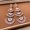 Pendientes de Borla con Flor de Zircón de Aguja de Plata Transfronterizos, Pendientes de Moda y Elegantes, Pendientes de Lujo Ligero y de Gama Alta, Diseño de Nicho