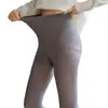 Leggings transparentes de efecto con forro de felpa fina, engrosados, para mujer, cálidos para otoño e invierno, adecuados como prenda exterior, medias de una sola pieza, disponibles en tallas extragrandes