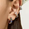 Pendientes de moda de nicho de alta gama estilo ins, pendientes de flor de cuatro hojas con circonita de acero inoxidable chapado en oro que conserva el color para mujer