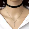 C073 Aliexpress Más Vendido Collar de Astas de Ciervo Coreano Cuero Cadena de Borlas de Doble Capa Colgante Gargantilla Venta al por Mayor