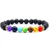 Pulseira da Moda Transfronteiriça Europeia e Americana Nova Pulseira Masculina de Yoga Colorida Feita à Mão com Contas de Pedra Vulcânica Olho de Tigre
