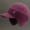 Nuevos Sombreros de Invierno para Mujeres de Mediana Edad y Mayores, Sombrero de Lana Cálido con Felpa para Abuela Señora Mayor, Sombrero de Punto Anti-Frío para Mamá