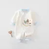Macacão acolchoado de urso com grade de diamante para bebê, estação primavera outono inverno, bebê quente, manga longa, camada base, sem costura, algodão puro, macacão para bebê