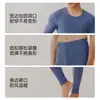 Conjunto de ropa interior térmica de algodón puro para hombre con cuello redondo, fino, antibacteriano, talla grande, ropa interior cálida 100% algodón para invierno