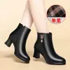 Botines de tacón alto, colección primavera y otoño, botines negros para mujer, botines sencillos y elegantes, zapatos de algodón forrados de polar para otoño e invierno, un par