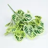 Planta Artificial Planta Verde Maceta Hojas Decorativas Pared de Plantas Arreglo Floral Accesorios Ramo de 7 Horquillas Hoja de Tortuga Hoja de Rábano Verde