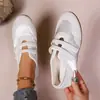 Versión de Cuero Suave ~ Zapatos Planos Deportivos de Boca Baja con Velcro Zapatos de Ballet para Mujer, Zapatos Mary Jane Azules Casuales de Moda y Versátiles