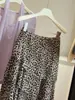 Saia de Chiffon com Estampa de Leopardo Fluida para Mulheres, Estilo Verão Fino 2026 Saia Midi de Cintura Alta Evasê com Camadas Irregulares