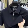 Camisa Polo Personalizada de Manga Corta para Hombre en Verano, Seda de Hielo Sin Costuras Casual de Negocios Color Sólido Fresca Solapa Camiseta de Manga Corta para Hombre