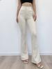 Pantalones de traje ajustados y elásticos de cintura alta de estilo europeo y americano para mujer, nuevos pantalones acampanados con drapeado adelgazante de otoño 2023