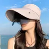 Chapéu de Sol de Verão Grande para Passageiros Chapéu para Andar de Bicicleta Elétrica Feminina Chapéu de Sol com Aba Larga Cobertura Facial Chapéu de Sol Versátil para Exterior com Cordão de Capuz