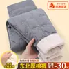 Calças quentes outono e inverno temporada masculina e feminina estilo casal novo estilo acolchoadas de três camadas com fleece espessado lã fleece cintura alta tamanho grande atacado