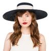 Primavera y verano nuevo sombrero grande decorativo de malla vintage con ala plana, sombrero de paja para espectáculos de escenario, fotografía, sombrero de paja con forma cóncava.