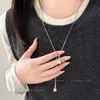 Río de Estrellas Cita Collar de Plata con Estrella Deslizante Estilo Coreano para Mujer, Cadena Larga de Suéter de Nicho con Acabado de Alta Gama, Accesorio de Otoño e Invierno