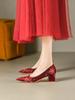 Zapatos de Boda Estilo Chino Bordados de Flor de Lirio 2026 para Mujer, Tacón Grueso, Cómodos, Boca Baja, Punta Fina, Satín, Hanfu, Cheongsam
