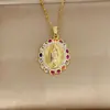 Diseño de Nicho Gama Alta Micro-Pavimentado Zircón Conservación del Color Oro de 18K Chapado en Cobre Colgante de Collar Accesorios Joyería Virgen Al Por Mayor