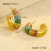 Pendientes de Aro Vintage en Forma de C con Circonita de Acero Inoxidable Más Vendidos Transfronterizos, Moda Versátil de Lujo Ligero Venta al por Mayor