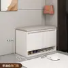 Banqueta para trocar de sapato para casa, hall de entrada, minimalista moderno, banco de sapatos, assento, armário baixo integrado, armazenamento à prova de poeira, pequeno armário de sapatos