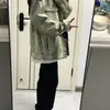 Chaqueta de Mezclilla Chic Teñida con Barro Amarillo para Mujer 2025 Nuevo Estilo Callejero Retro Americano Desgastada Ajuste Holgado Chaqueta Azul